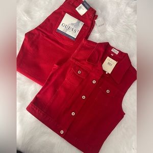 GUESS NEW RED Matching set jeans and vest